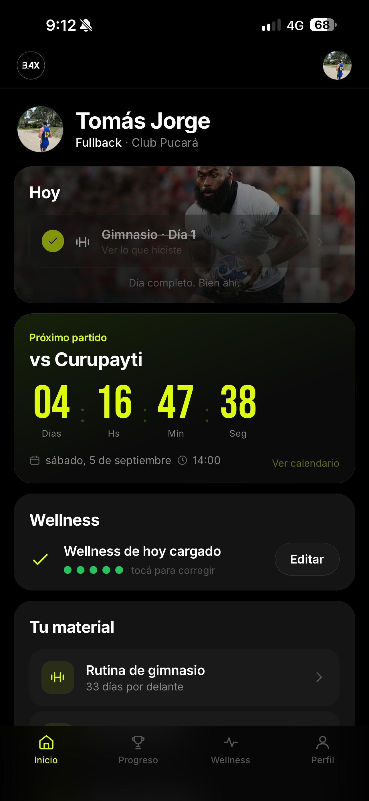El inicio de la app de BAX: lo que toca hoy y el countdown al próximo partido