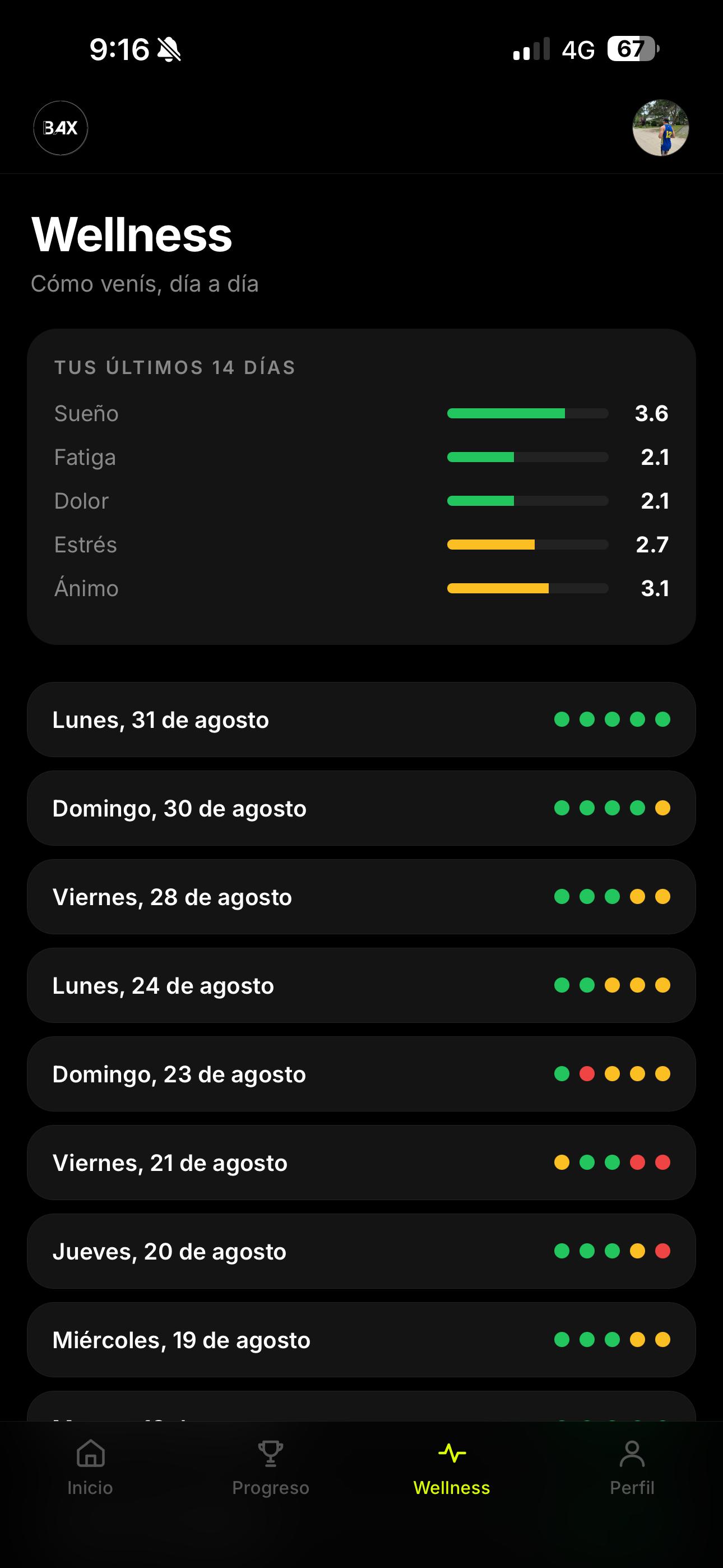 Wellness: sueño, fatiga, dolor, estrés y ánimo día a día